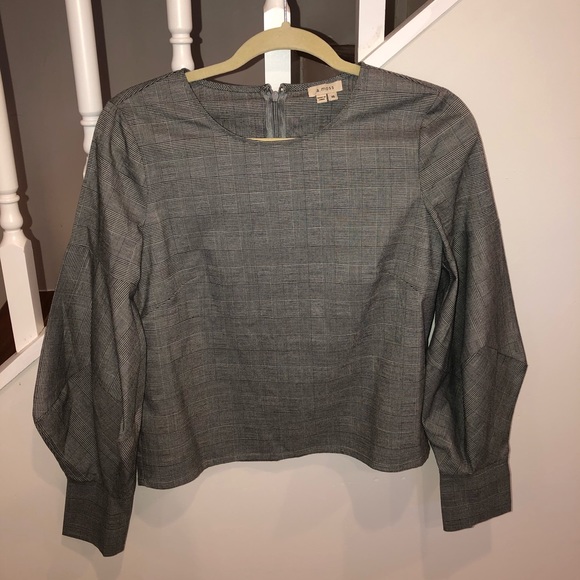 A. Moss Gray Peplum Sleeve Blouse Size XS - Picture 1 of 6